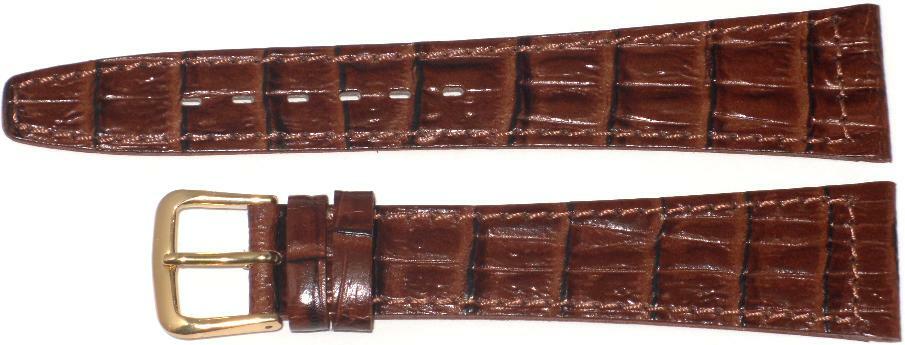 Watch Band Brown Genuine Leather Crocodile Grain Flat,Slim 12mm( A1 Quality)