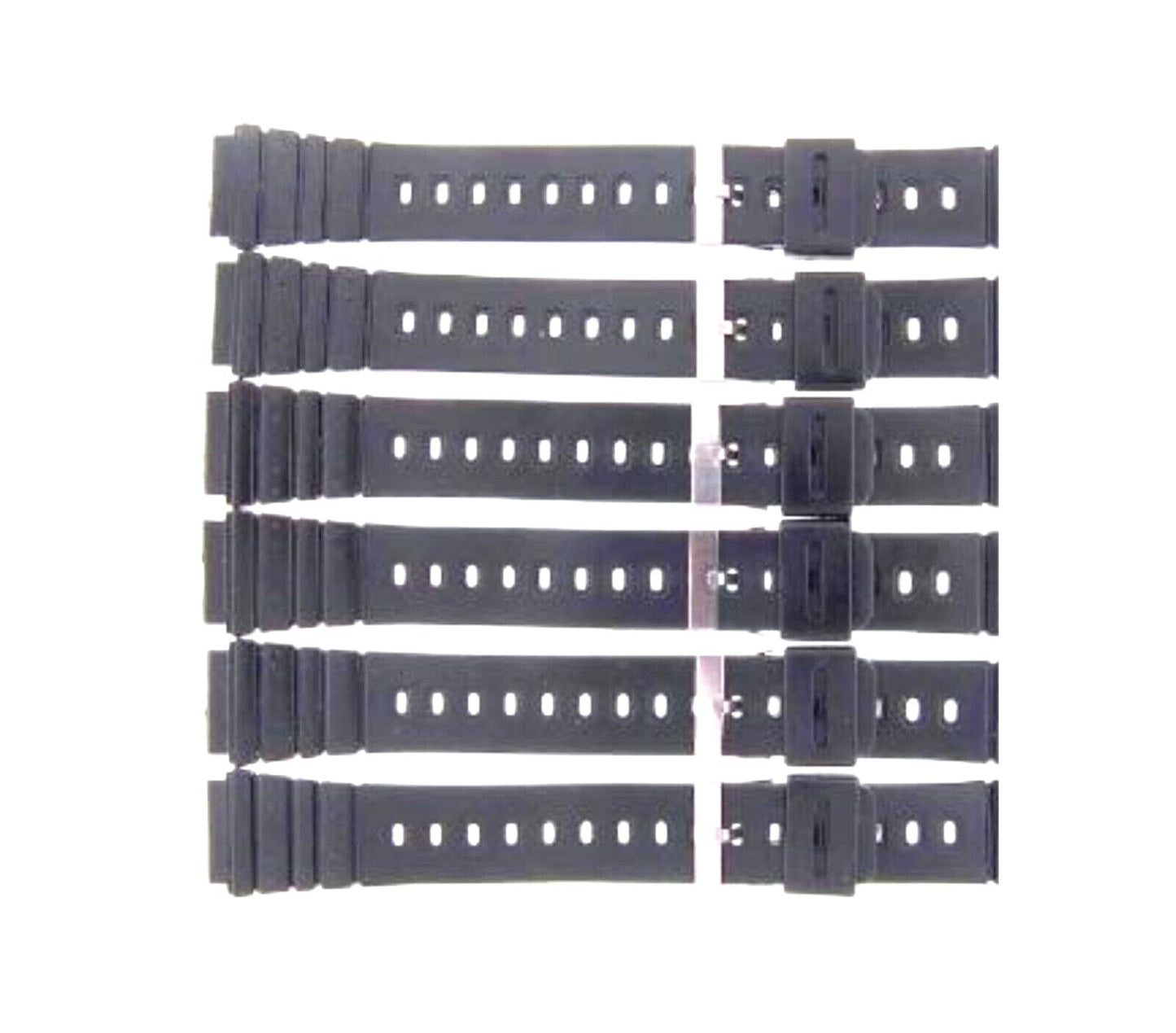 6PCS. WATCH BAND BLACK RUBBER SIZE 20MM  