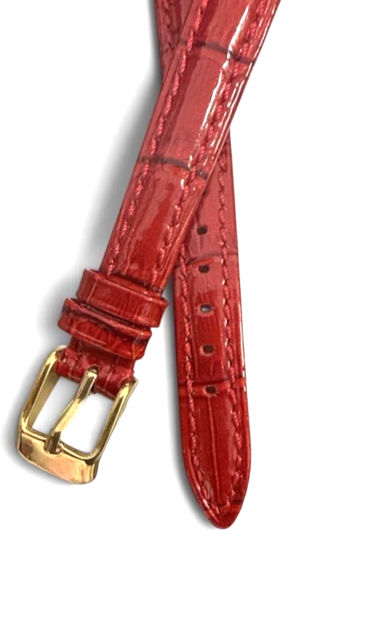 12mm D.Red Designer Alligator Genuine Leather Watch Strap Band