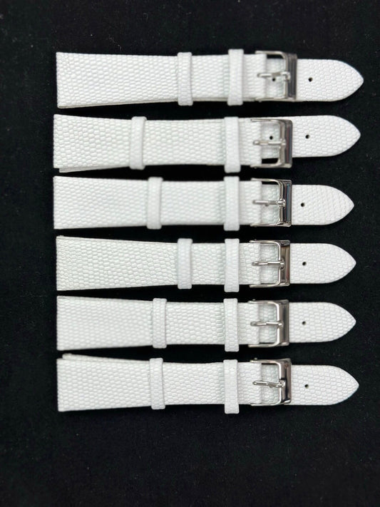 Lot of 6 Watch Bands 12- 22 mm Genuine Leather Lizard Grain Padded Best Quality
