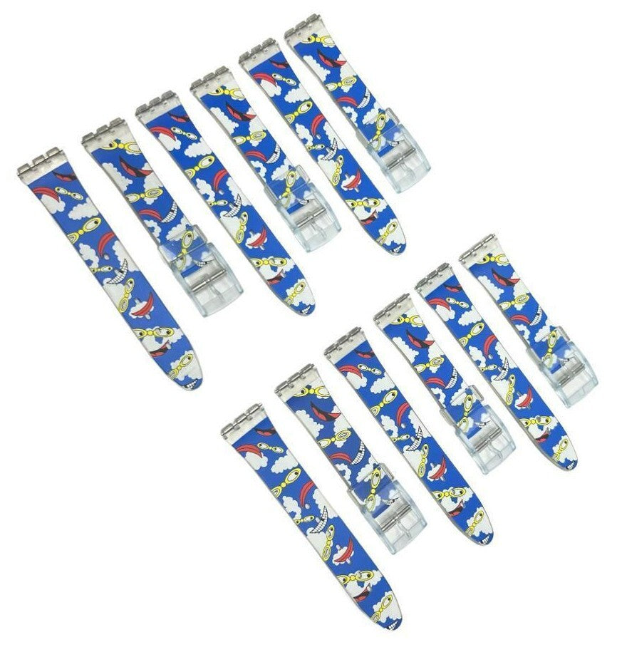 Plastic PVC Watch Band Strap Art Design Swatch Replacement Including Pins 17mm