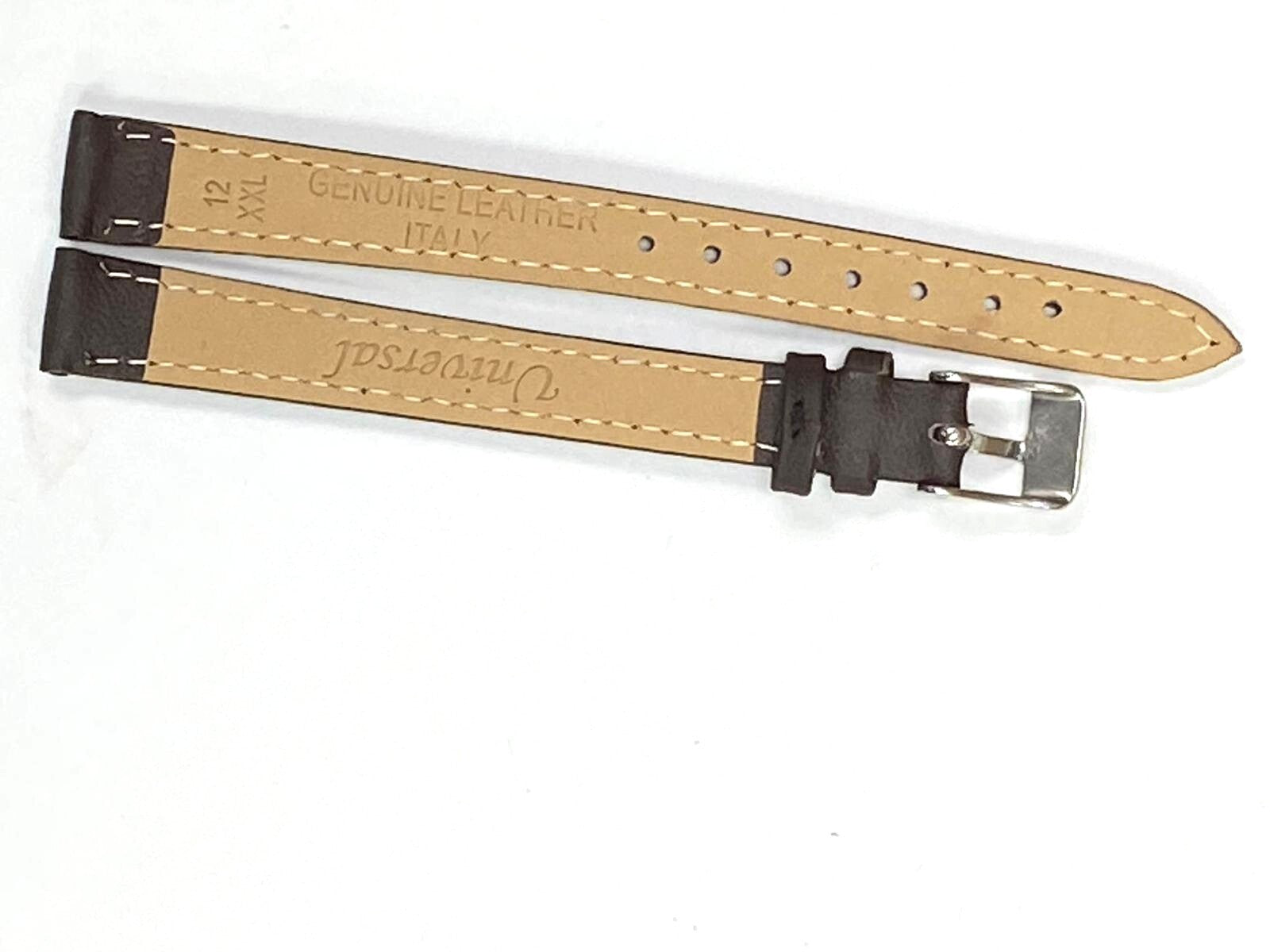Watch Band Flat Genuine Leather Plain Brown 10,12,14,16,18,20,22 24mm XXL