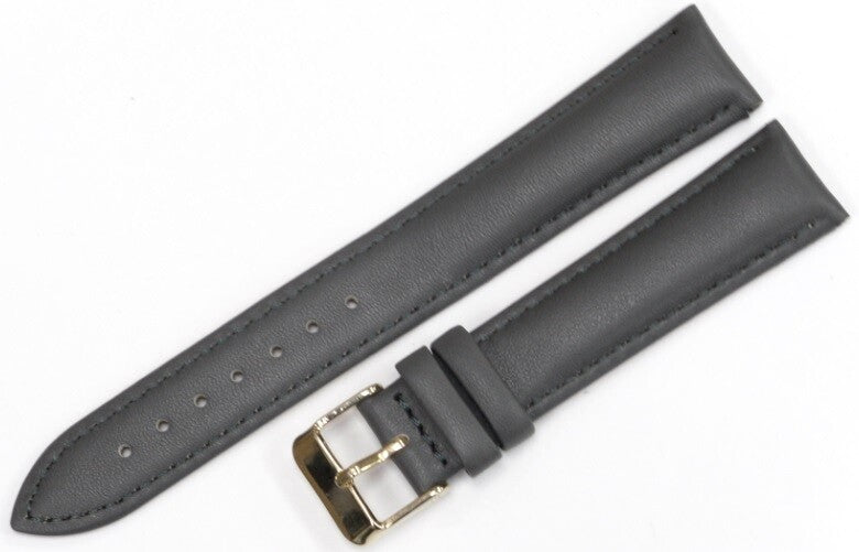 Watch Bands Genuine Leather Grey Plain Padded 16,18,20,22,24mm