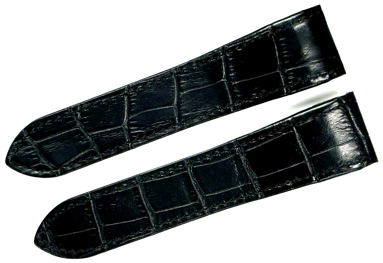 WATCH LEATHER BAND STRAP FOR CARTIER SANTOS 100XL 24.5MM BLACK COLOR