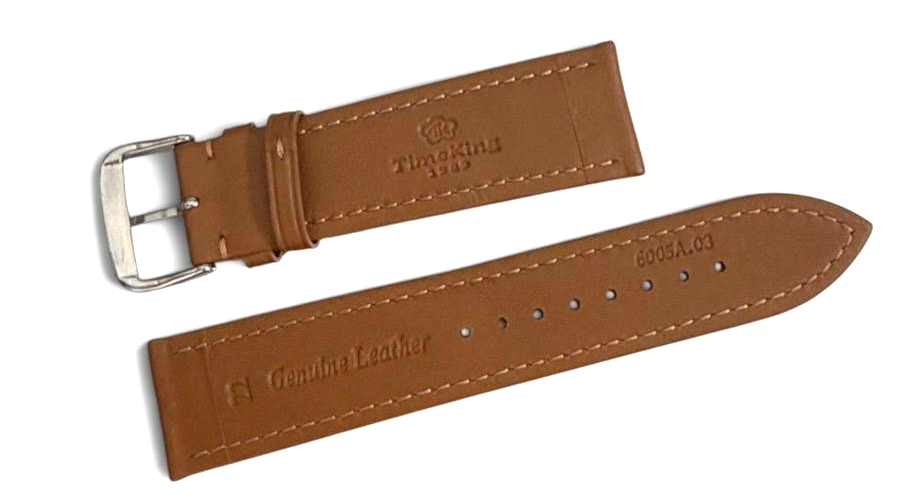 22mm Time King Brown Genuine Leather Watch Strap Band