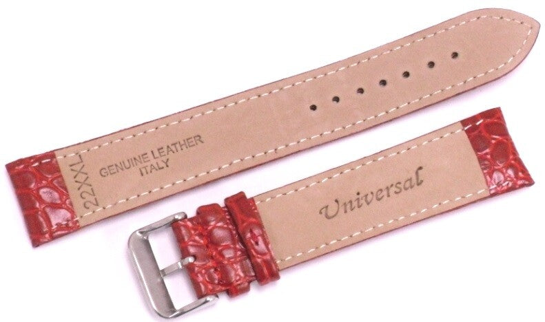 Watch Band Genuine Leather Red ,Crocodile Grain (THICK) 22mm XXL (A1 Quality)