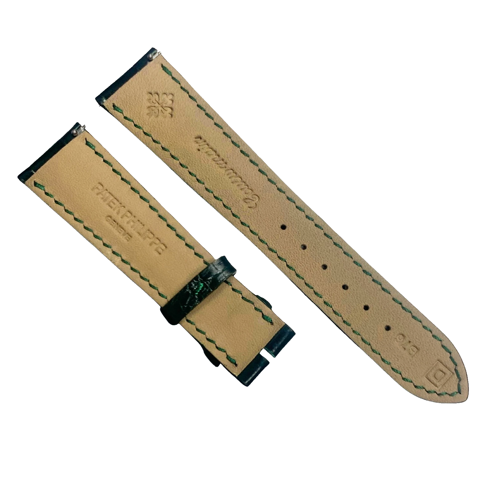 Genuine Patek Philippe dark Green Leather Watch Band - 19mm x 16mm