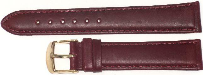 Watch Band Genuine Leather Burgundy Padded,Stitched 16mm,18mm, 20mm