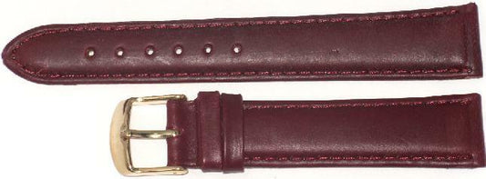 Watch Band Genuine Leather Burgundy Padded,Stitched 16mm,18mm, 20mm