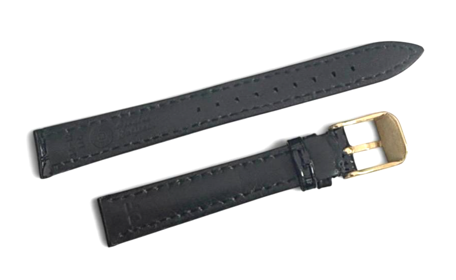 14mm Black Designer Alligator Genuine calf Leather Watch Strap Band