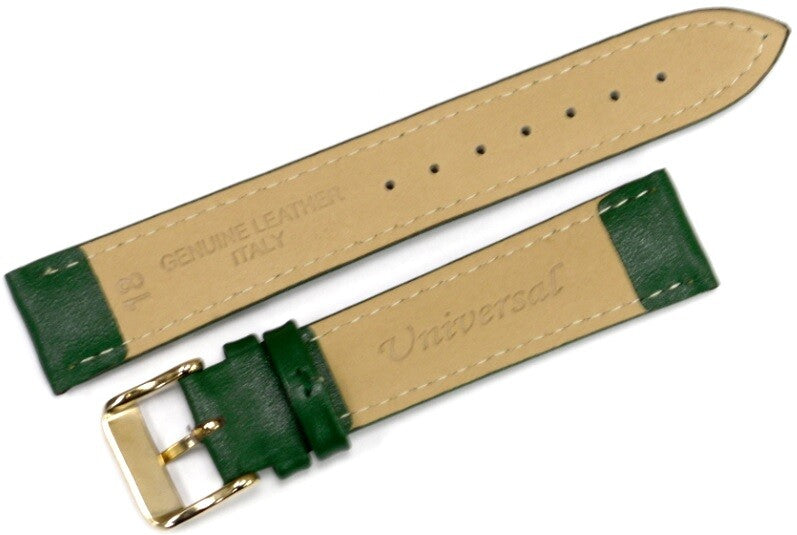 Watch Band Genuine Leather 18mm Green Plain/Smooth,Padded,Stitched ( A1 Quality)