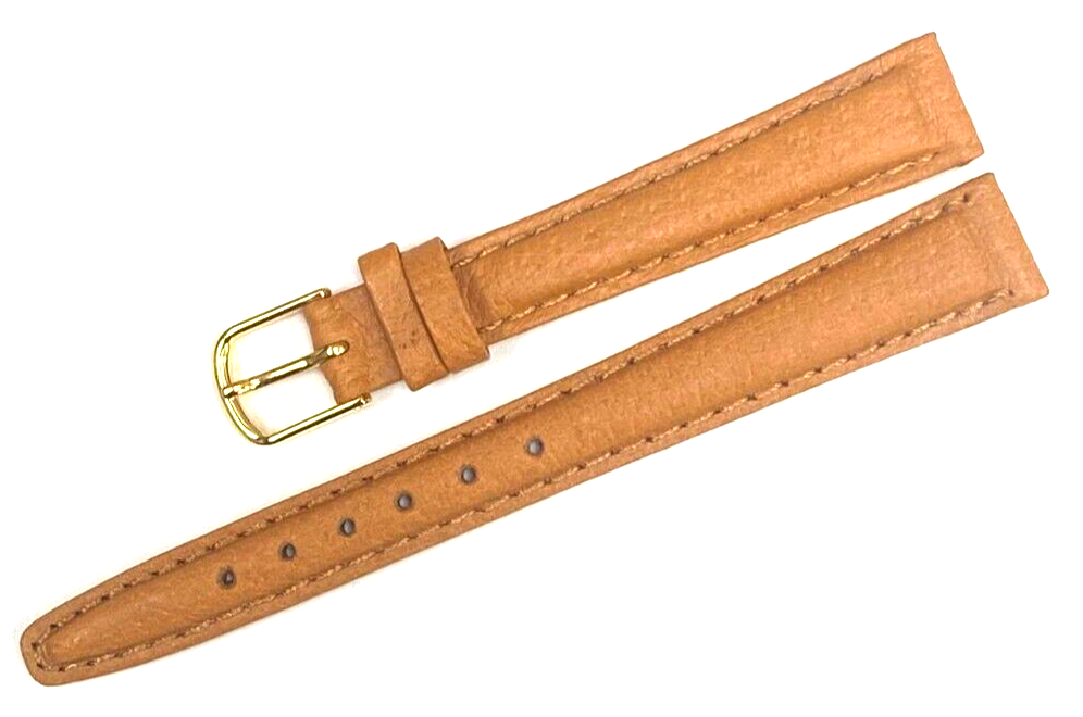 Watch Band TAN Color Genuine PIGSKIN Grain PADDED, Stitched 13mm (A1 Quality)