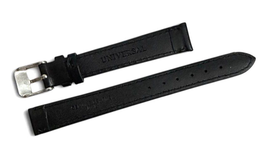 Black genuine calfskin leather watch strap band New-14mmXL