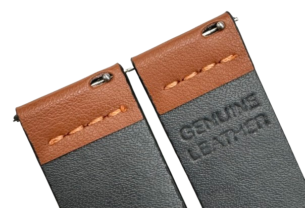 Flat TAN Watch Band, Plain Genuine Leather 20MM with easy pin/Fits to MVD
