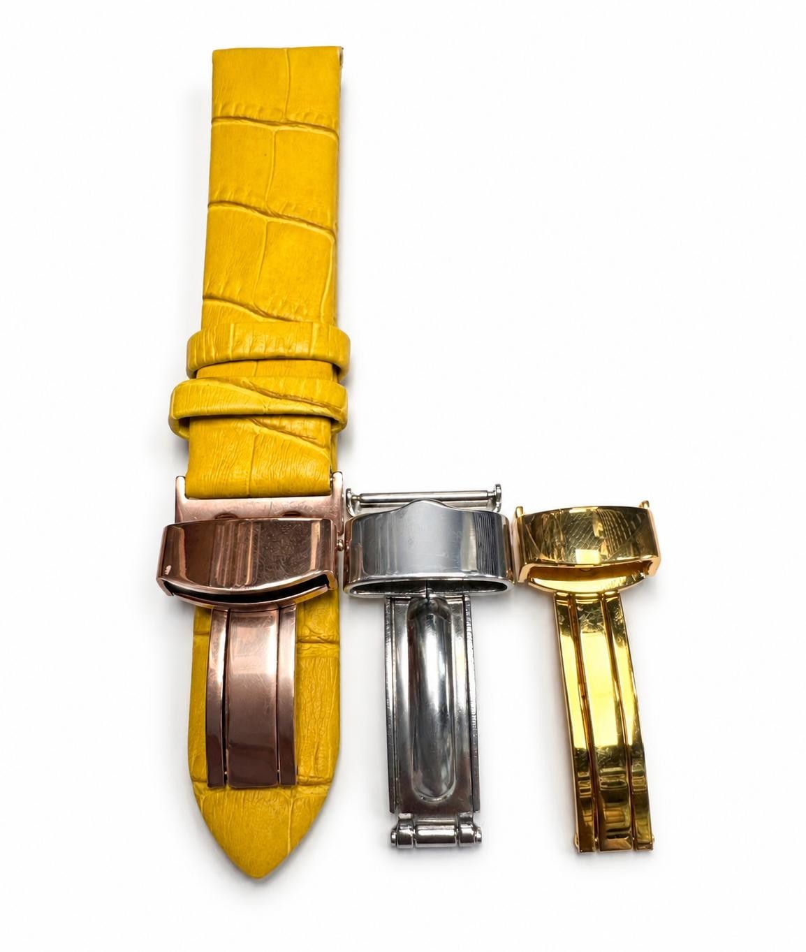 16MM 18MM 20MM 22MM 24MM YELLOW WATCH BAND Alligator Grain Deployment Clasp