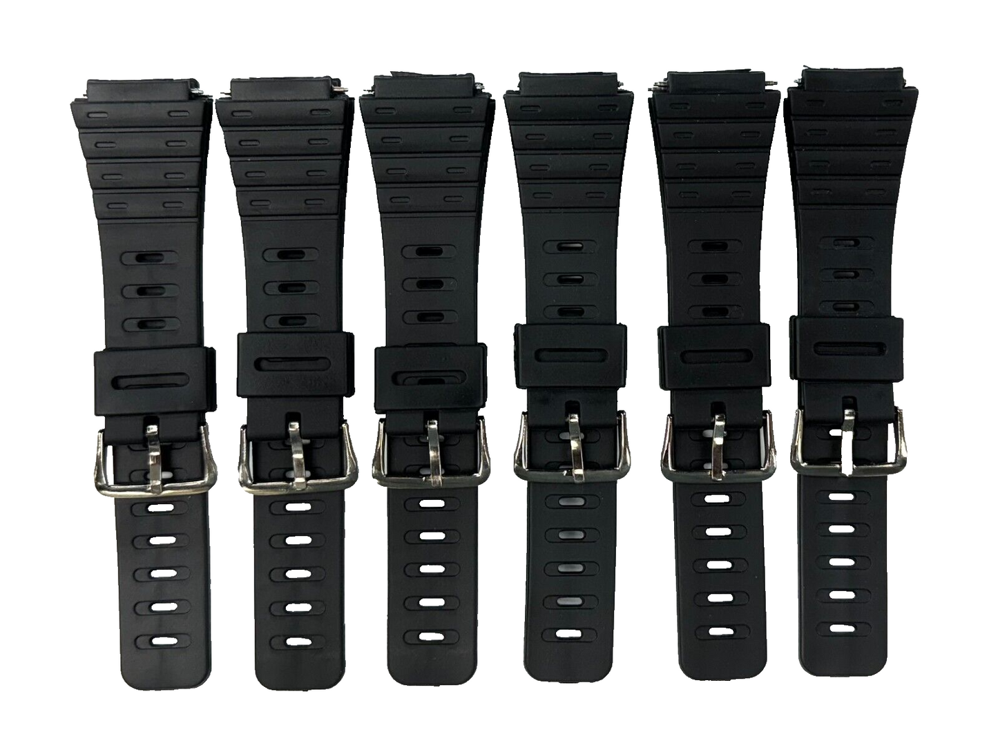 Lot of 6, 20mm PVC Plastic Watch Band for Men Fit to CASIO, SEIKO & TIMEX
