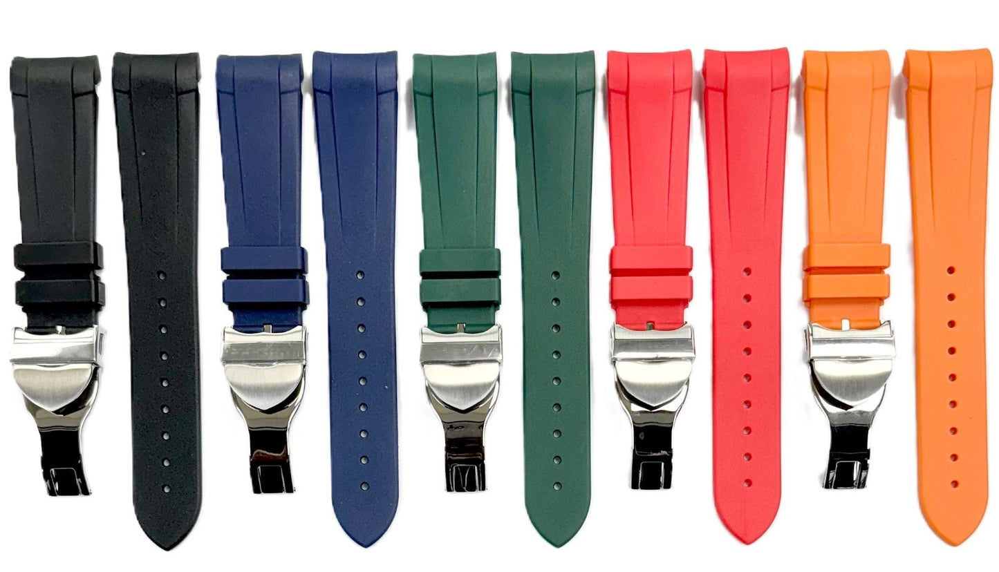 22mm Replacement Rubber Watch Band for TUDOR Watches with Deployment Buckle