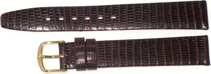 Watch Band D Brown Genuine Leather Lizard Grain (Flat) 8MM  Slim ( A1 Quality