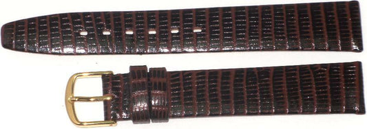 Watch Band D Brown Genuine Leather Lizard Grain (Flat) 8MM  Slim ( A1 Quality