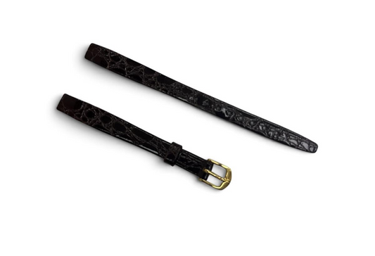 10 mm BROWN  VINTAGE  CROCOGRAIN LEATHER L ADIES WATCH BAND