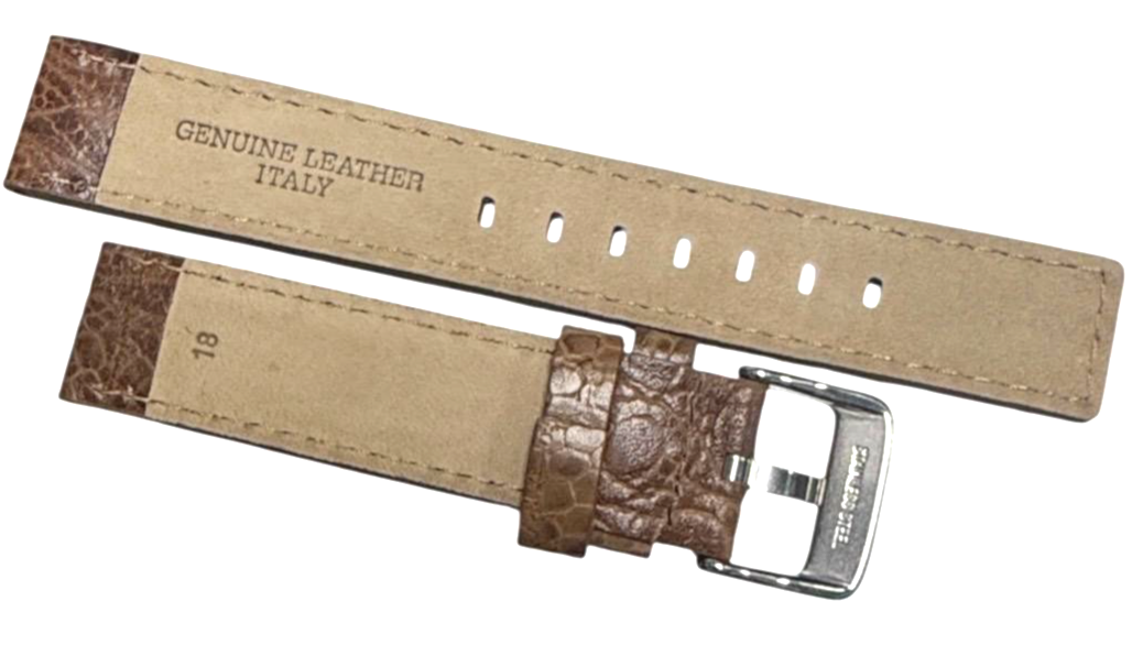 Brown color Engraved Leather Watch Strap Band -18mm