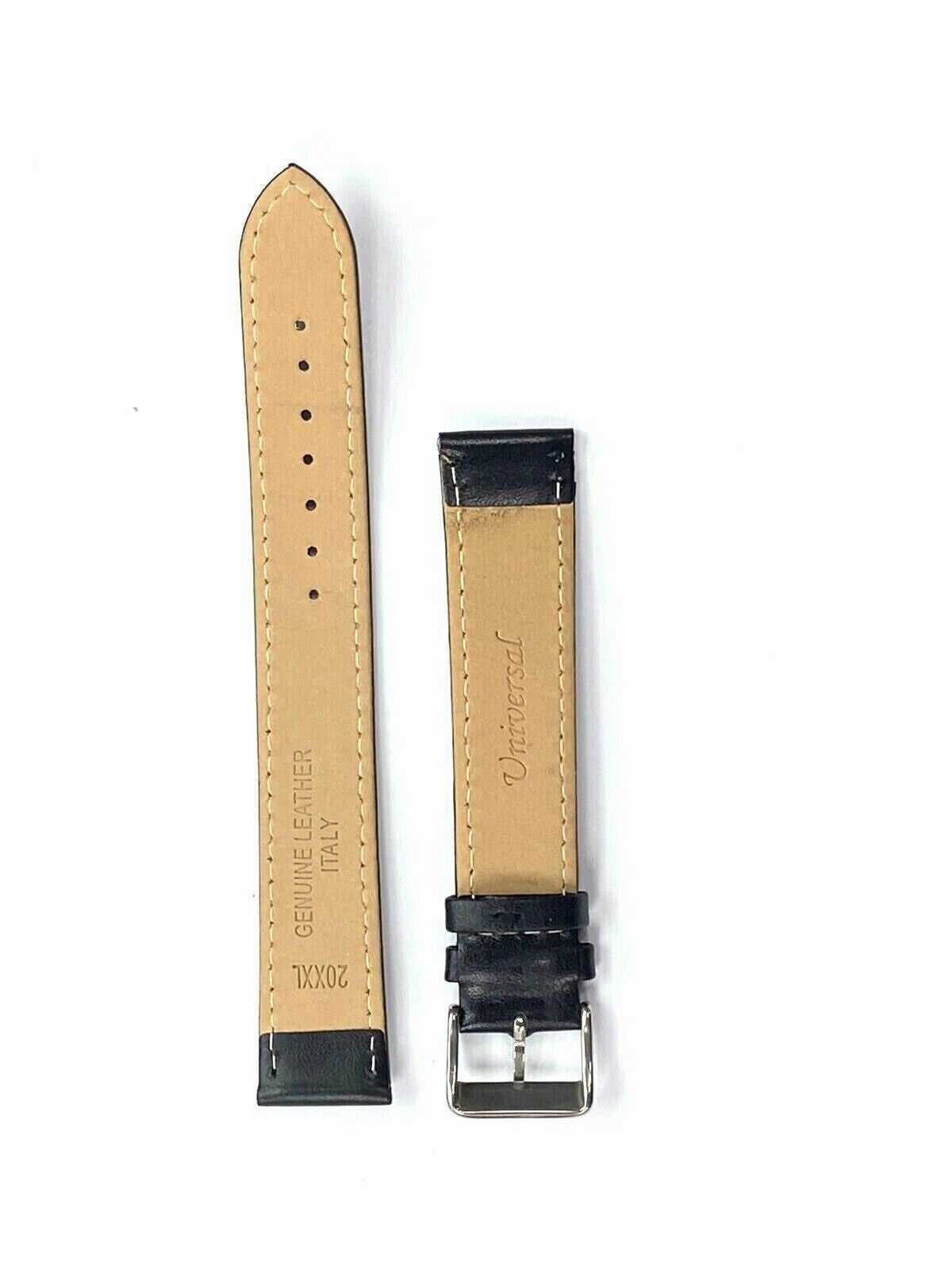 LOT OF 6 Watch Band Flat Leather Plain Black 10,12,14,16,18,20,22,24mm XXL