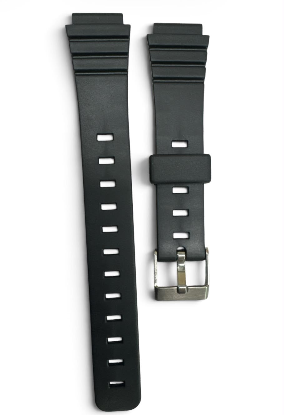 14MM BLACK PLASTIC PVC WATCH BAND FOR CASIO and other watches