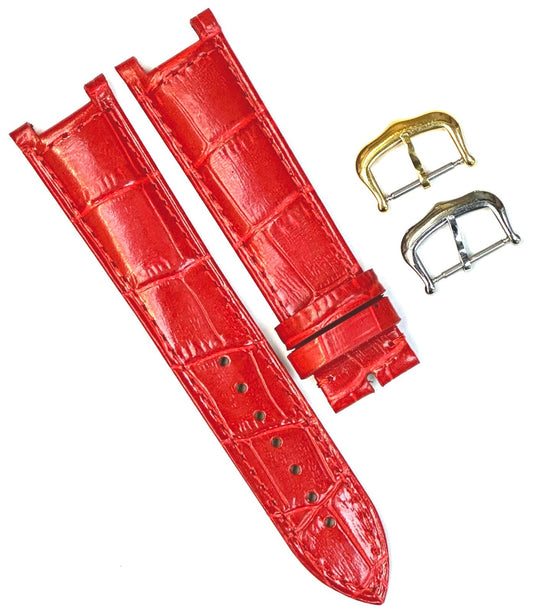 Watch Band For Cartier PASHA Alligator Grain Size 20x18mm RED Color