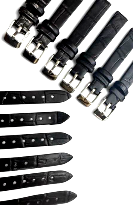 Black 12MMR ALLIGATOR LEATHER STRAP BAND FOR WATCH (LOT of6)