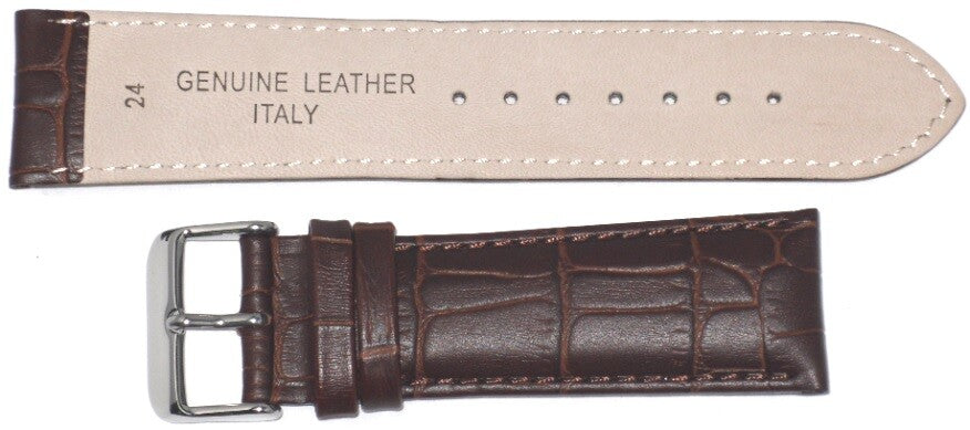Watch Band Genuine Leather D.Brown  Alligator Grain 26mm Padded (A1 Quality)