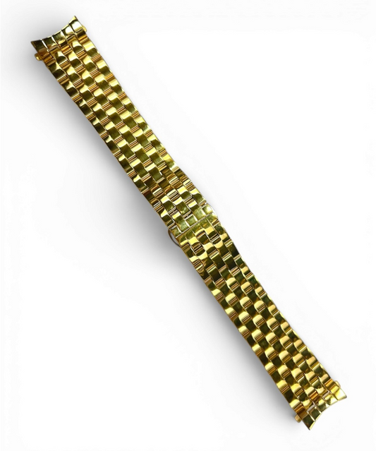 Top Quailty,Stainless Steel Gold-tone Curved end Band 19mm for Highend Watches