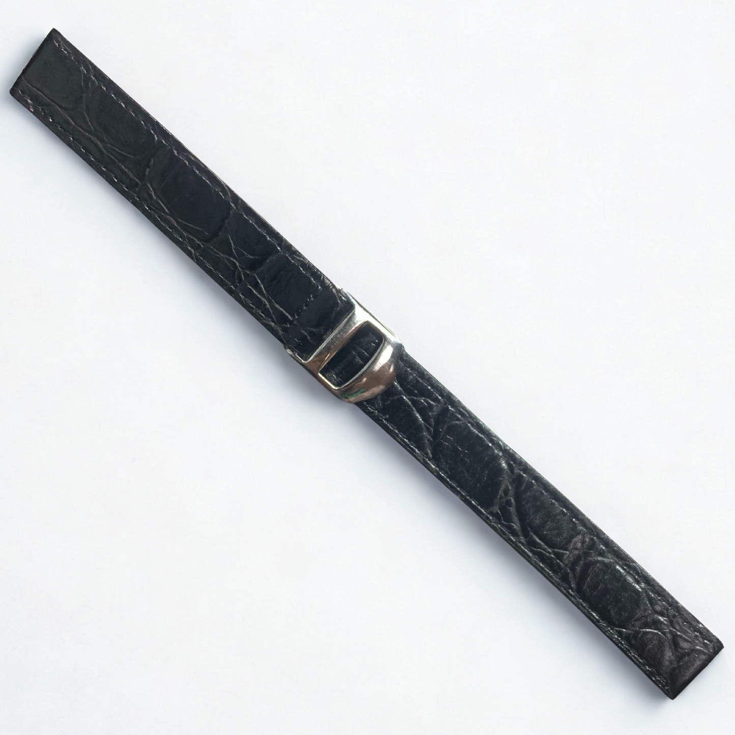 Genuine Leather Watch Band – 14mm Width | Classic Black Strap with Buckle