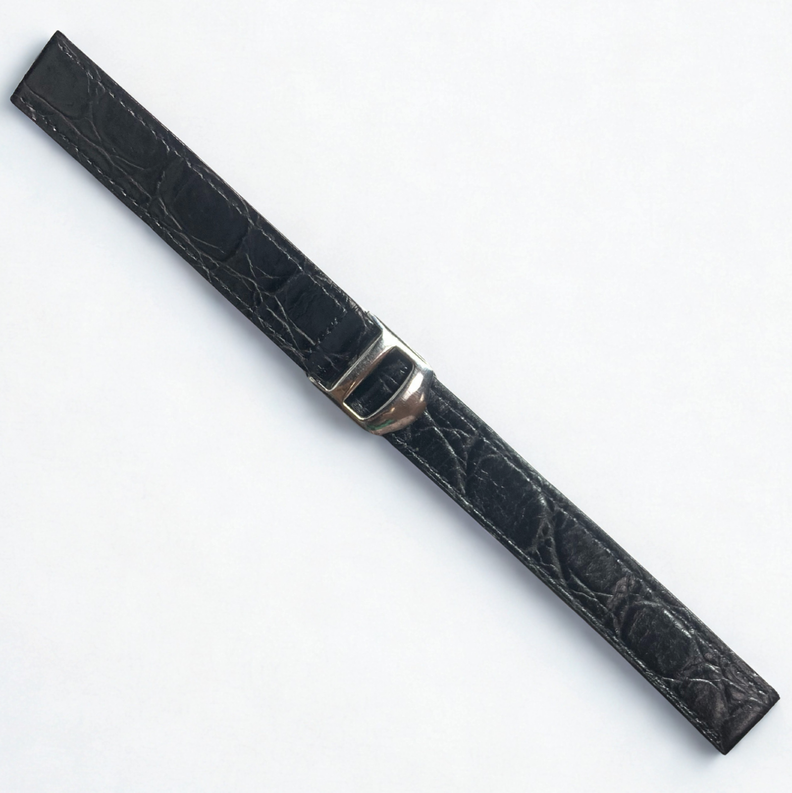Genuine Leather Watch Band – 14mm Width | Classic Black Strap with Buckle