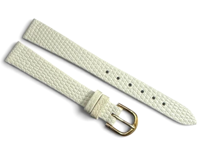 (set of 6) 13mm white color Genuine Leather Lizard Grain Watch Band Strap