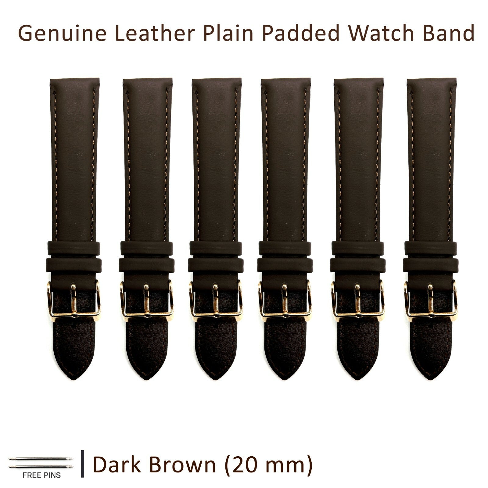 Genuine Leather Plain Padded Watch Band