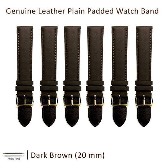 Genuine Leather Plain Padded Watch Band