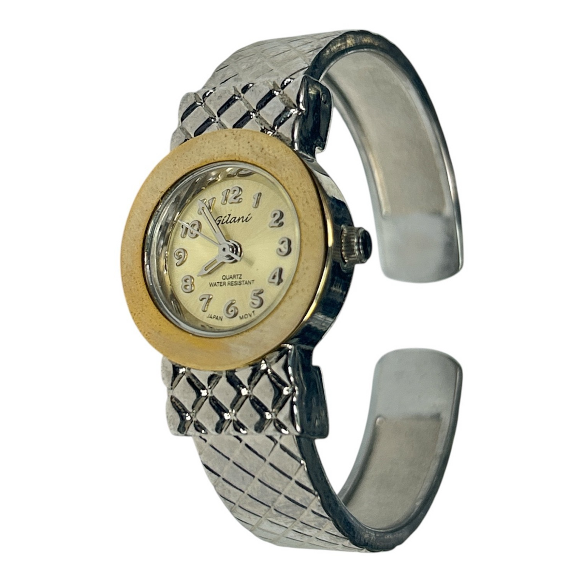 New Silver band Gold dial Gilani Metal Band Women's Bangle Cuff Watch