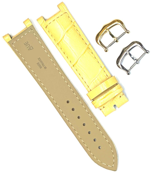 Watch Band For Cartier PASHA Alligator Grain Size 16x14mm Yellow Color
