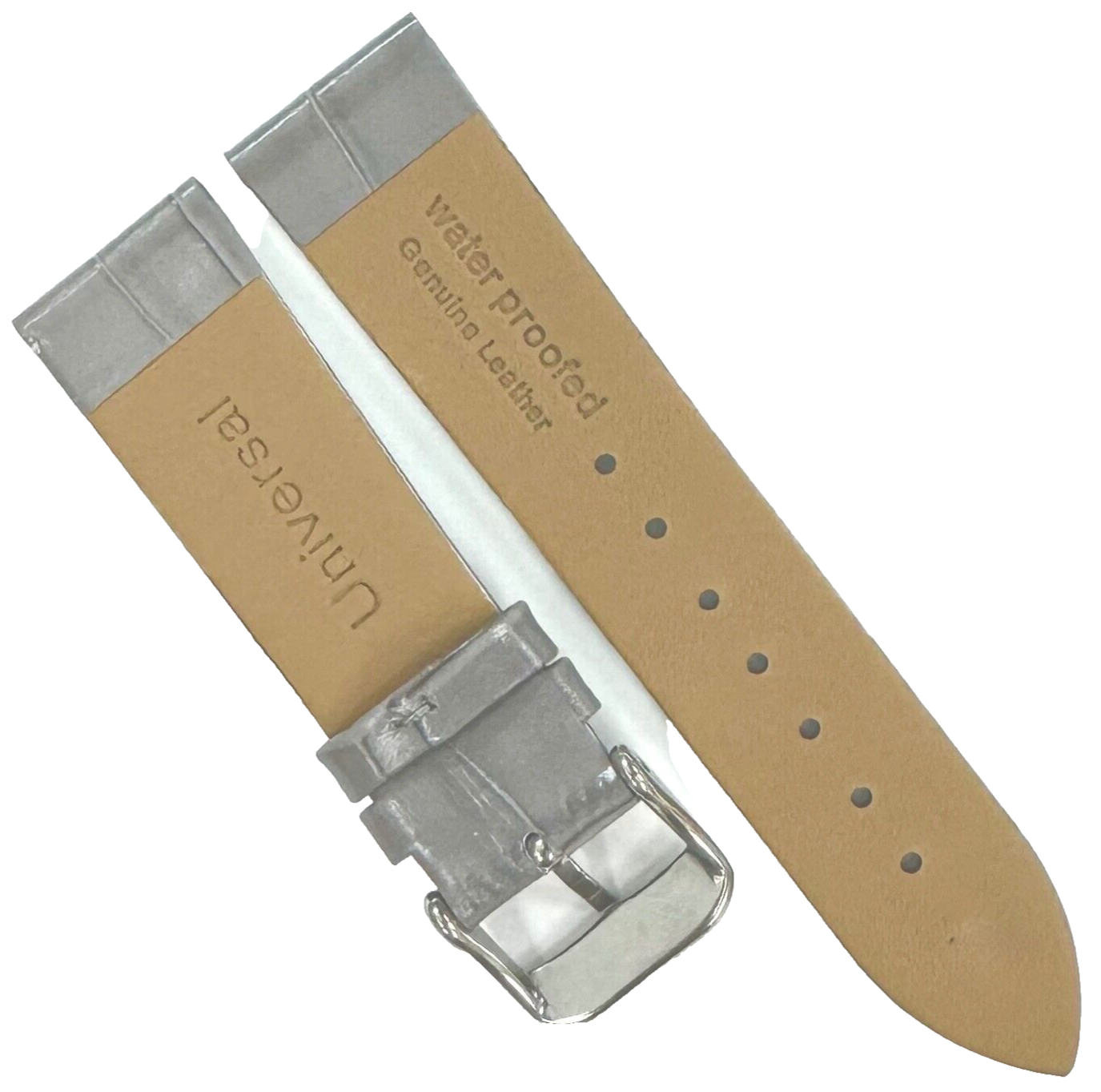 New Watch Band Gray Genuine Leather Alligator Grain (Flat, Short) 16 MM