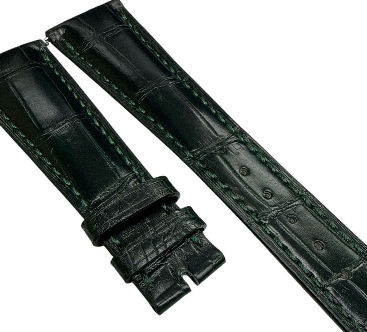 Genuine Patek Philippe Dark Green Alligator Leather Watch Band - 20mm x 14mm