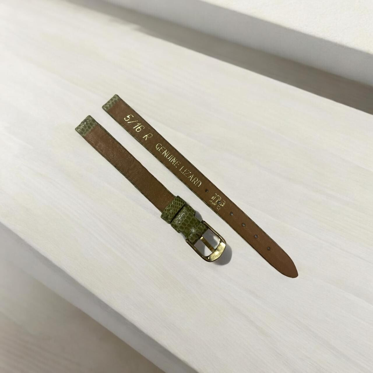 Watch Band Genuine Leather LIZARD SKIN ORIGINAL ,Stitch Less 7 INCHES GREE