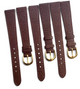 (SETOF 3)Genuine Leather Band 14mm Flat Leather Watch Strap BURGUNDY/Gold Buckle