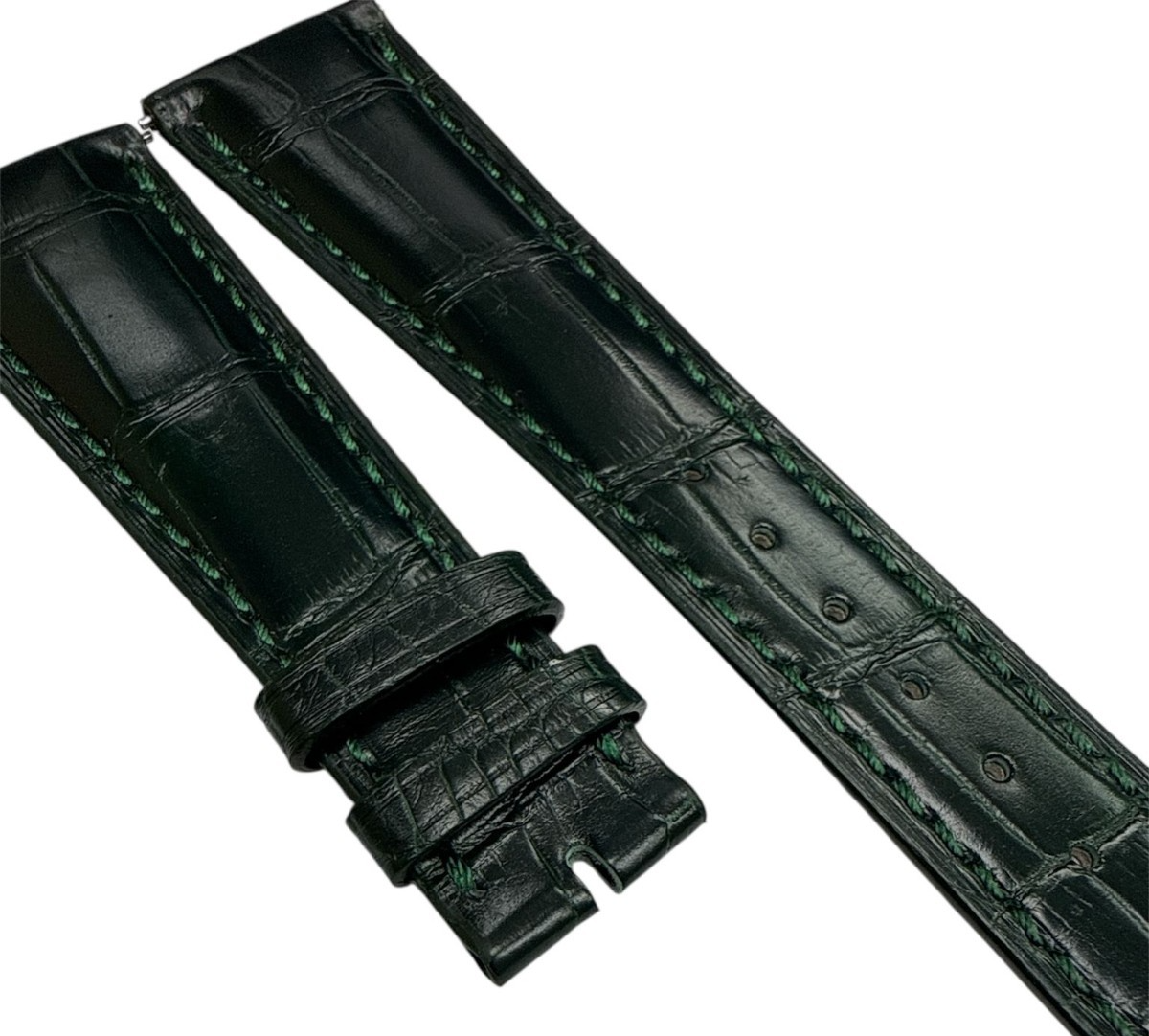 OEM Patek Philippe dark Green Alligator Leather Watch Band - 20mm x 16mm
