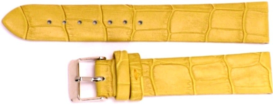 Lot of 6Pcs.Watch Bands  Genuine Leather Alligator Grain Yellow Flat 22mm 