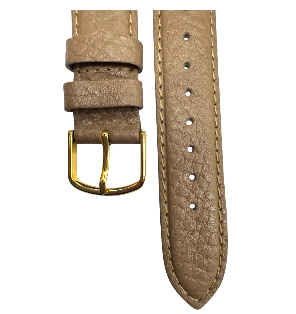 KREISLER Genuine Calfskin Brown Vintage Watch Band 16MM Gold-Tone Buckle