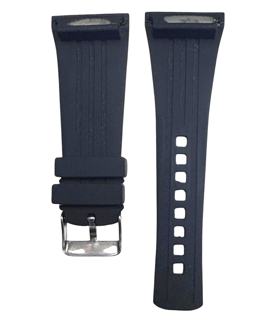 30mm Black Rubber Watch Band Premium Silicone Rubber Strap