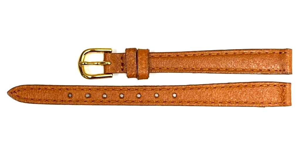 Watch Band TAN Color Genuine PIGSKIN Grain Flat, Stitched 10mm LONG (A1 Quality)