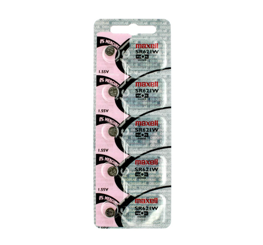 Maxell 363 Watch Cell Batteries SR621W Silver Oxide New Sealed (Pack of 5)