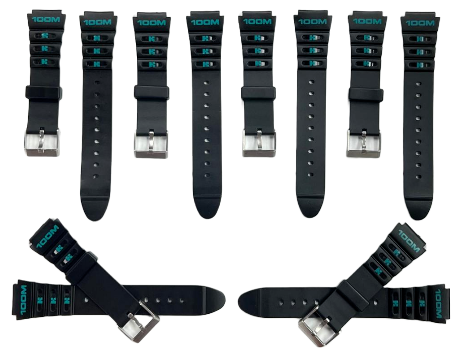 Timex Men's Ironman Rubber Watch Band strap Black Pine Green  Imprints 19mm