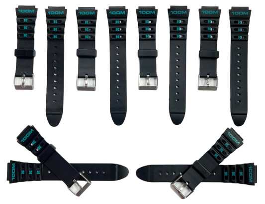 Timex Men's Ironman Rubber Watch Band strap Black Pine Green  Imprints 19mm